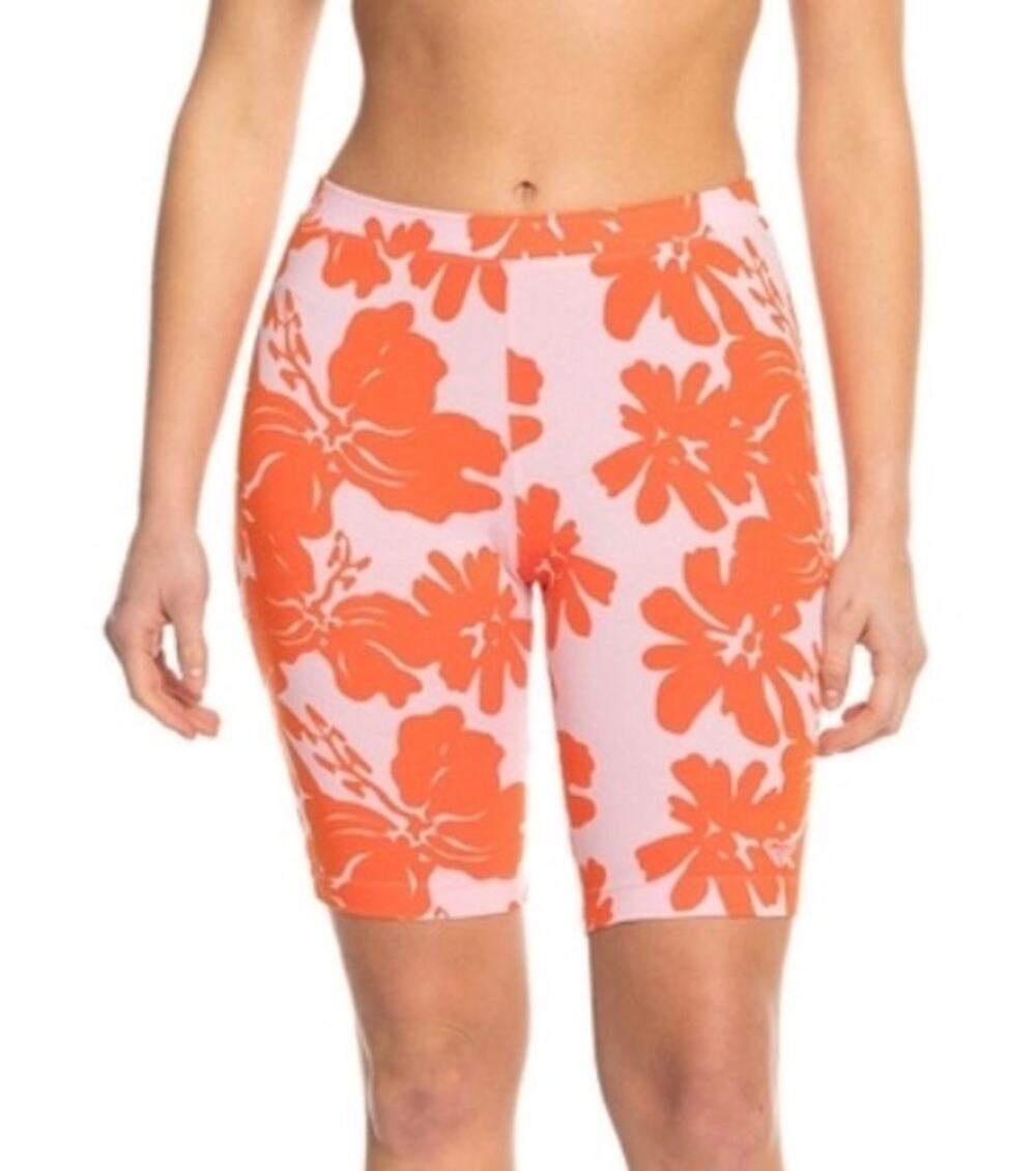 Roxy Surf Kind Kate Pink Orange Hibiscus Bike Shorts S NWT